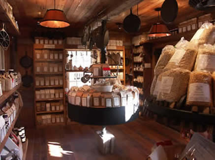 The inside of the gristmill store